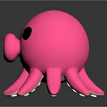 Cute Pink Octopus Toy With Black Eyes Open Mouth And Eight Legs