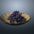 Grape purple grape raisin fruit plate 3d model