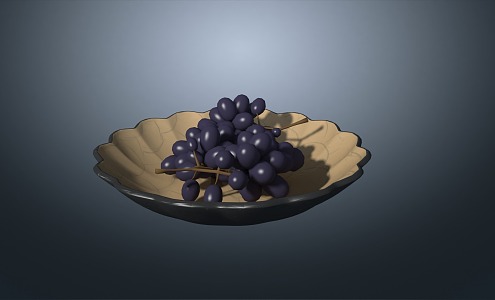 Grape purple grape raisin fruit plate 3d model