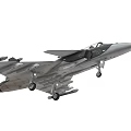 Gray Military Gripen Fighter Jet Model With Missiles And Landing Gear