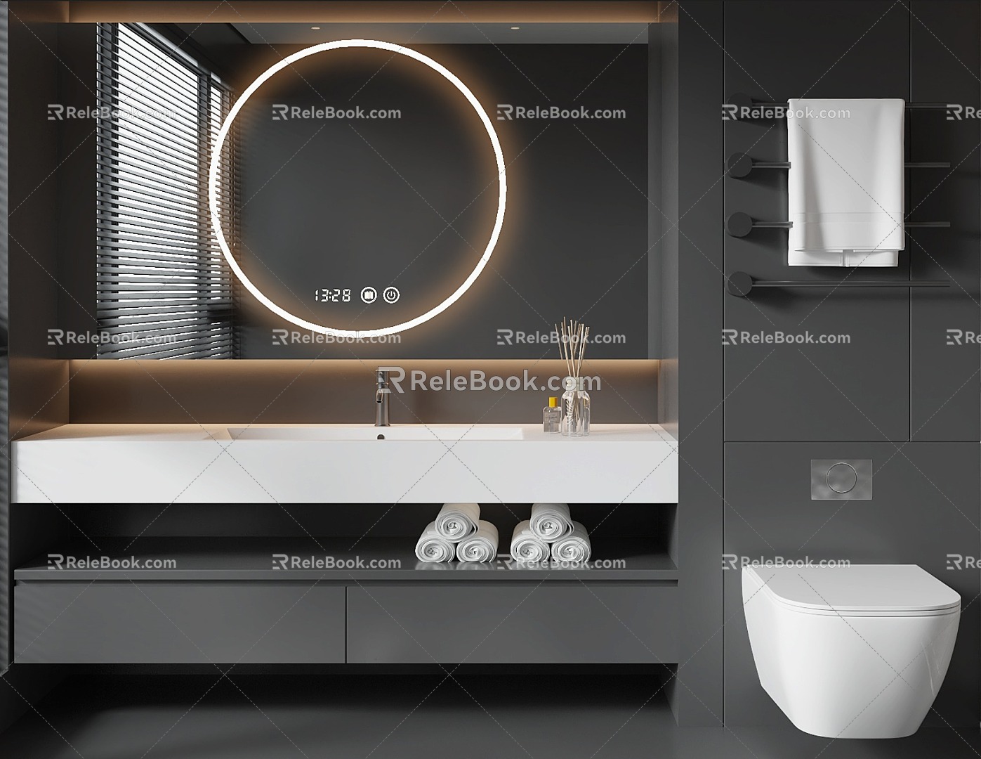 Modern Bathroom Cabinet Bathroom Cabinet Mirror Cabinet Mirror Toilet Towel Rack model