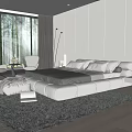 Modern Minimalist Bedroom Interior Design With Large Bed Floor to Ceiling Windows and Area Rug