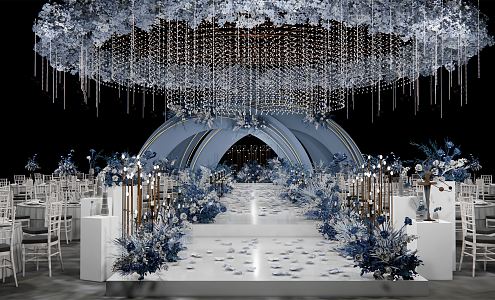 Modern Wedding Scene Meichen Wedding Blue Crystal Ceiling 3d model