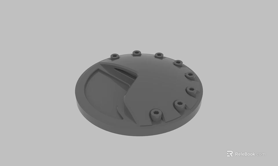 Circular Gray Mechanical Component With Multiple Holes And Central Opening 3d model 