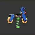 Kids Colorful Spring Rider With Blue Body Yellow Wheels And Red Details