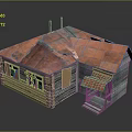 Small Wooden Cabin Model With Red Roof Two Chimneys Wooden Walls Windows And Porch