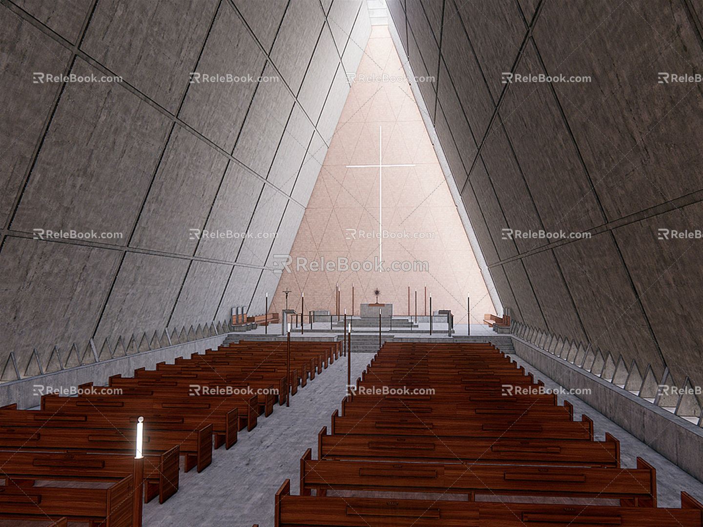 Modern Church Internet Red Church Architecture 3d model