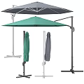 Outdoor Cantilever Sunshade with Green and Gray Canopies and Adjustable Stands