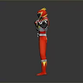 Red White And Yellow Superhero Armor Featuring Zigzag Patterns And Outstretched Arms 3d model