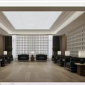 Light Luxury Modern Reception Room Reception Room VIP Reception Room Single Sofa Table Lamp Cement Brick Partition Reception Room 3d model
