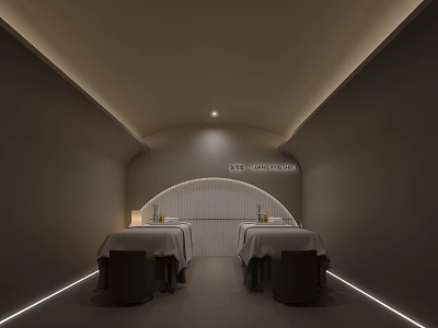 Modern SPA Sauna Room With Massage Beds And Warm Lighting 3d model