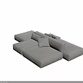 Light Gray Fabric Sectional Sofa With Multiple Cushions And Modern Design 3d model