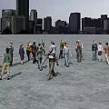 Group of Diverse People Walking in Various Casual Poses and Directions