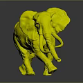 Lifelike Elephant With Long White Tusks And Brown Skin Standing