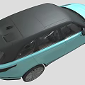 Light Blue SUV Featuring Black Roof Silver Wheels And Front Grille Design 3d model