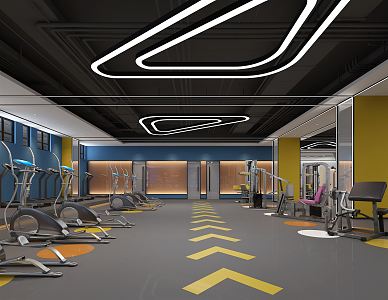 Modern Gym Simple Gym Fitness Area 3d model