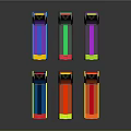 Colorful Skee Ball Machines With Neon Lights And Vibrant Hues On Dark Surface