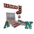 Vintage Decorative Ornament Set With Cuisine Bar Signs Always Afternoon Letters And My Girl My Pride Plaques