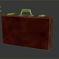 Red Leather Briefcase Featuring Red Handle And Gold Clasps Classic Style 3d model