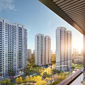 Modern High rise Residential Buildings With Balcony View Greenery And Sunlight