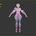 Game And Movie Character With Brown Short Hair Blue And White Outfit Armor Elements Fantasy Style