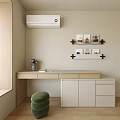 Modern Dressing Table Makeup Table Stool Combination Table Cabinet Combination 3d model