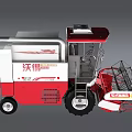 Red And White Wode Agricultural Combine Harvester With Cab And Harvesting Equipment