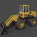 Yellow Industrial Front Loader With Large Bucket And Heavy Duty Tires