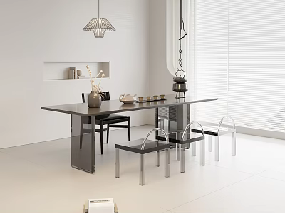 Tea Table and Chair Combination Acrylic Tea Table Acrylic Chair Tea Set 3d model