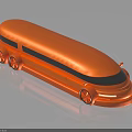 Orange Stretched Limousine With Sleek Body Black Windows And Red Wheels