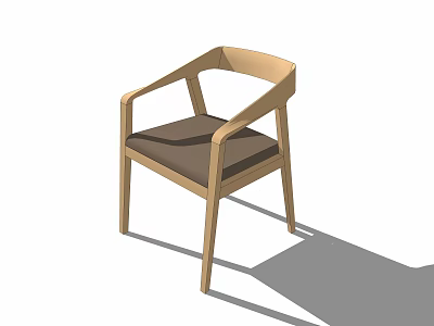 Minimalist Leisure Chair Featuring Wooden Frame Armrests And Comfortable Padded Seat 3d model