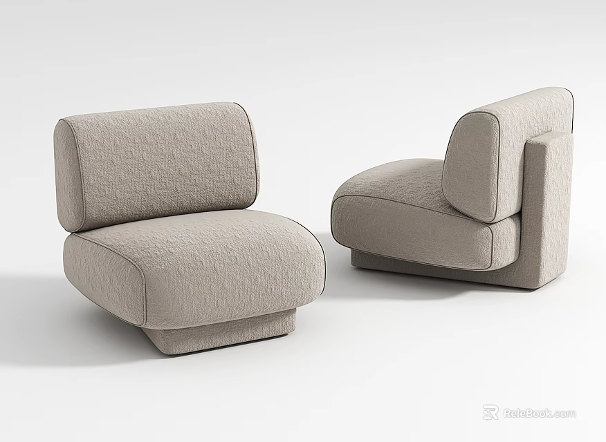 Modern Minimalist Single Sofa With Textured Fabric Block Structure And Clean Lines Design 3d model