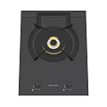 Black Single Burner Gas Stove Appliance With Control Knobs For Kitchen