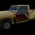 Old Rusty Vintage Pickup Truck With Open Door Weathered Exterior Design