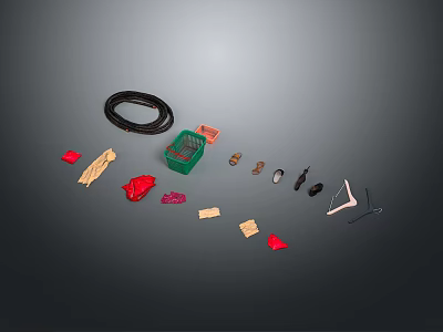 Assorted Household Sewing Supplies Including Thread Fabric Clips Tools And Accessories 3d model