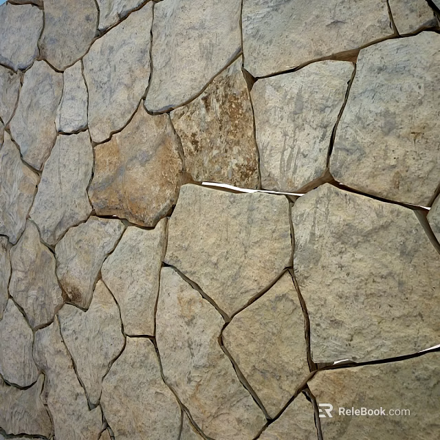 Natural Stone Wall with Irregular Shaped Tiles and Varied Gray Brown Tones Rustic Textured Surface 3d model 