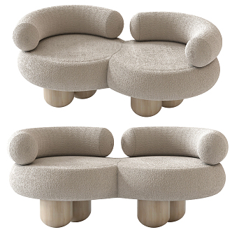 modern double sofa shaped double sofa 3d model