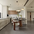 Modern Living And Dining Room With Beige Sofa Coffee Table Wooden Accent Wall And Rug