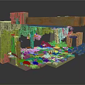 Ancient Moss Covered Stone Ruins With Scattered Blocks And Eroded Structure 3d model