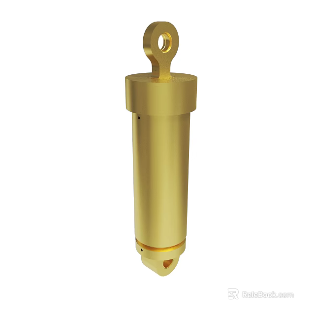 Golden Cylindrical Mechanical Component With Top Ring And Smooth Surface 3d model 
