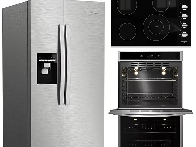 Modern Kitchenware Whirlpool Refrigerator Hob Electric Double Barrel 3d model