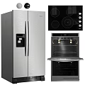 Stainless Steel Modern Kitchen Appliances Set Including Refrigerator Cooktop And Oven