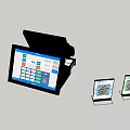 Modern Commercial Equipment Featuring Touchscreen Cash Register And QR Code Payment Tools 3d model