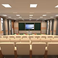 School Bright Multipurpose Hall Featuring Tiered Seats And Colorful Tables Chairs