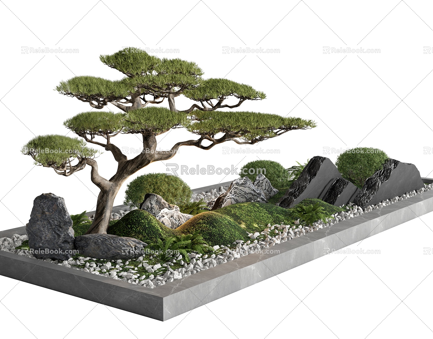 New Chinese Style Courtyard Setches New Chinese Style Landscape Landscape Pine Tree Interior Landscape Courtyard Landscape Stone 3d model