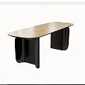 Modern Light Wood Dining Table With Unique Black Curved Legs Design