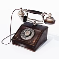 Vintage Telephone With Rotary Dial Wooden Base And Classic Retro Design