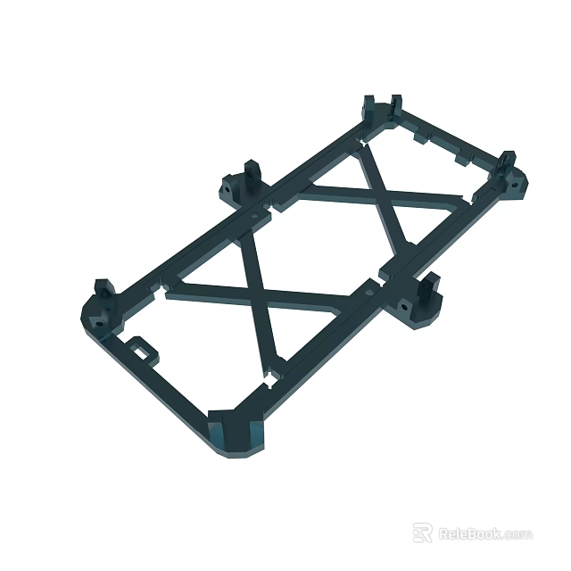 Black Industrial Metal Frame Support Bracket With Cross Structure Design 3d model 