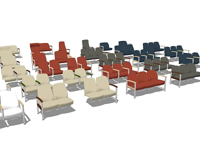 Modern Public Chairs In Multiple Colors And Diverse Styles For Public Spaces 3d model