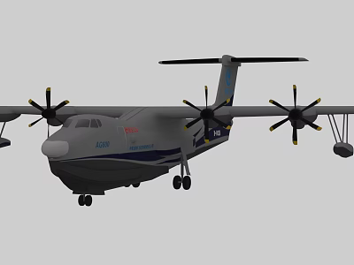 AG600 Fighter Jet Featuring Four Propellers Underwing Mounts And Landing Gear 3d model